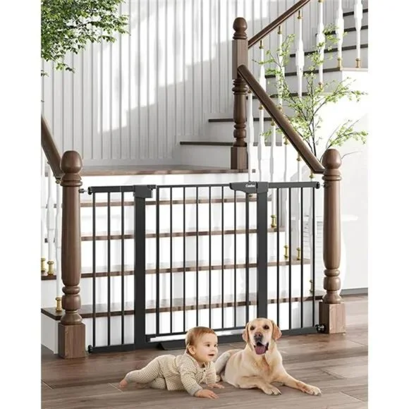 29.7-51.5 Baby Gate Extra Wide, Safety Dog Gate for Stairs Easy Walk Thru